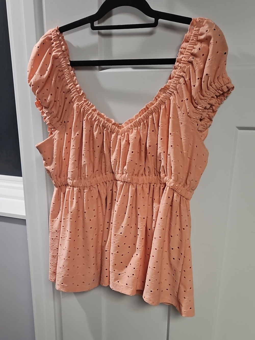 torrid Peach Eyelet Peplum Blouse
